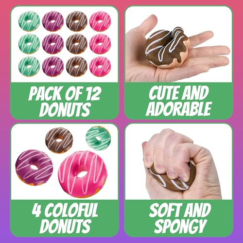 Donut Squishies Party Supplies - 3 Inch Slow Rising Squishy Fake Donuts Squishy Toys Donuts for Kids, Squeeze Ball and Stress Relief, Donut Party Decorations and Birthday Party Favor